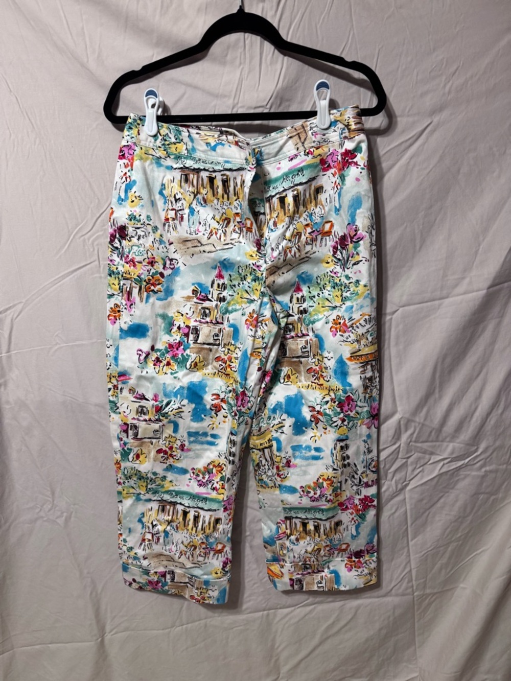 Rafaella White Capri Pants with Multicolor Floral Print